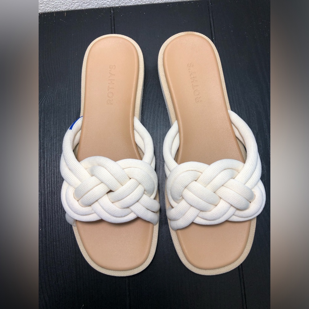 Rothy's Cream Braided Sandals 9.5 - Picture 2 of 11